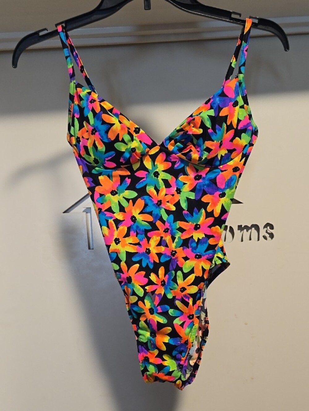 Vintage Neon Floral One-Piece Swimsuit - Multicolor - Picture 4 of 5
